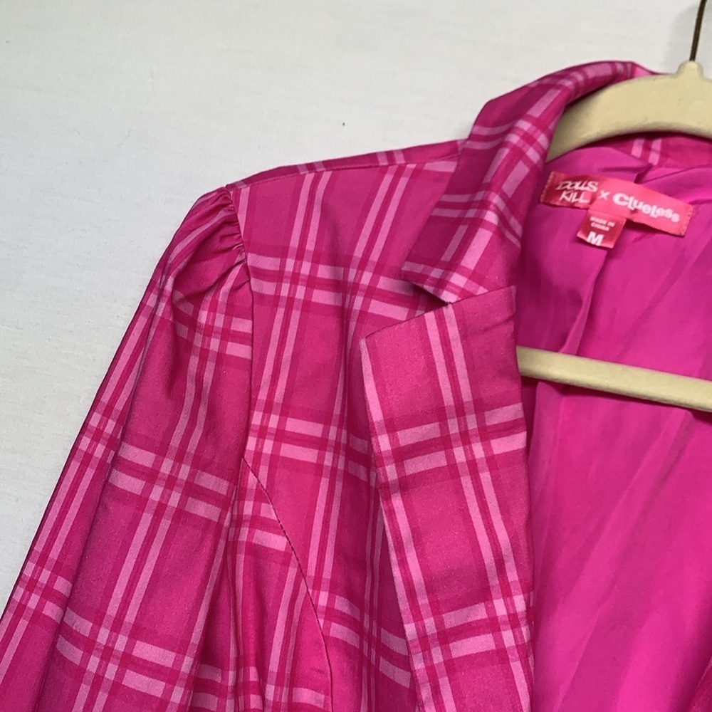 Dolls Kill X Clueless Pink Plaid Blazer - Picture 5 of 9